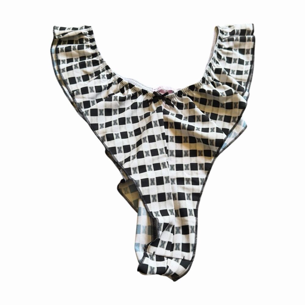 Savage X Fenty Gingham Ruffle Panty Size Medium NWT Black White Rihanna - Picture 4 of 15
